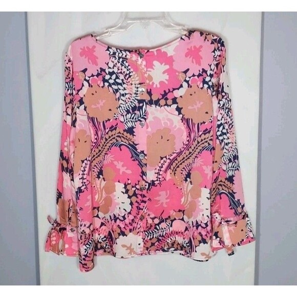 Talbots Floral Top Sz L Petite Vibrant Colorful Classic Feminine Preppy Timeless - Picture 5 of 8